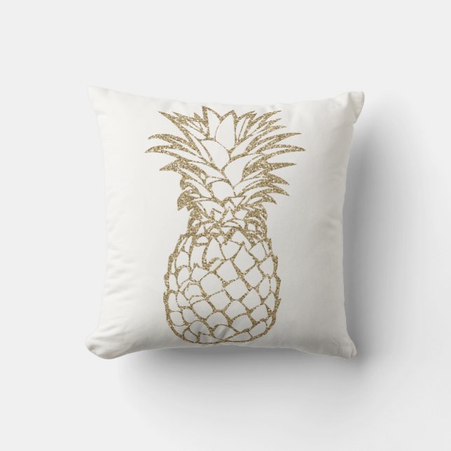 Chic Faux Glitter Pineapple Sierkussen Cushion (Voorkant)