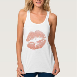 Chic Faux Glitter Roos Gold Lips Tanktop