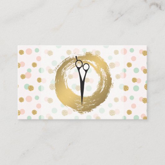 Chic Faux Gold Borhed | Glitter Polka Dots Visitekaartje (Voorkant)