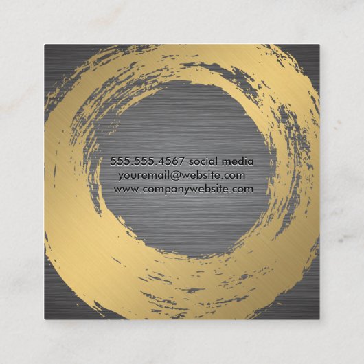 Chic Faux Gold Borhed | Metaal geborsteld Vierkante Visitekaartje (Achterkant)