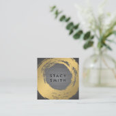 Chic Faux Gold Borhed | Metaal geborsteld Vierkante Visitekaartje (Staand voorkant)