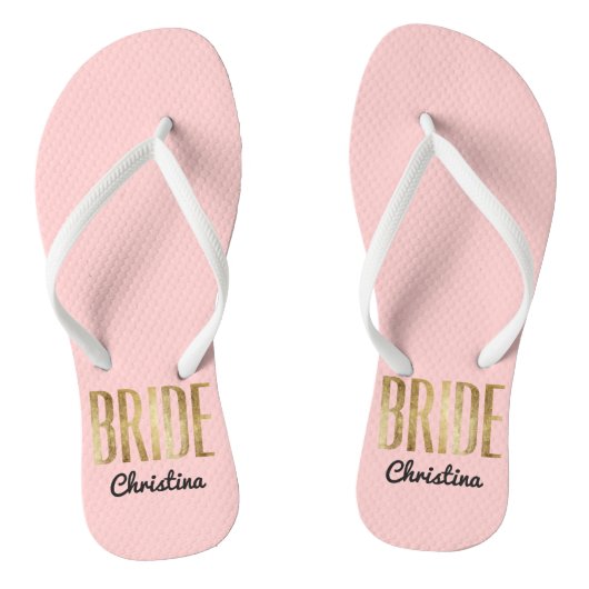 Chic Faux Gold Bride Wedding Bachelorette Teenslippers (Voetbed)