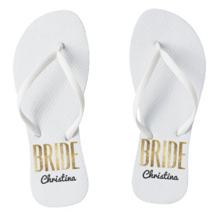 Chic Faux Gold Bride Wedding Bachelorette Teenslippers