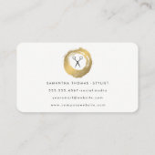 Chic Faux Gold Brushed Salon Stylist Monogram Visitekaartje (Achterkant)