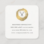 Chic Faux Gold Brushed Salon Stylist Vierkante Visitekaartje (Achterkant)