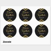 Chic Faux Gold Chevron 25th Jubileum Party Ronde Sticker (Vel)