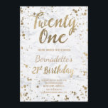Chic Faux Gold confetti white marble 21st Birthday Kaart<br><div class="desc">Faux gold confetti splatters white marble 21st Birthday A modern 21st Birthday party nodigt moderne, originele en eenvoudige faux goudfolie-uitnodiging uit met gouden confetti splatters en met handgeschreven stijl borsteltypografie op een moderne witte marmer achtergrond. . Als u een gewijzigde en aangepaste tekst nodig hebt, aarzel dan niet om contact...</div>