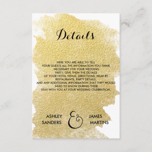 CHIC FAUX GOLD DETAILCARD INFORMATIEKAARTJE (Voorkant)