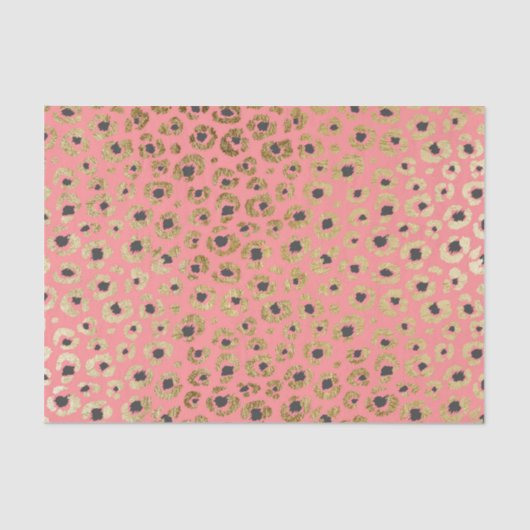 Chic Faux Gold en Black Cheetah Afdrukken op koraa Tissuepapier (Voorkant)