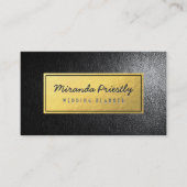 Chic Faux Gold Foil Black Leather Texture Visitekaartje (Voorkant)