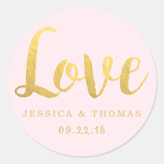 Chic Faux Gold Foil & Blush Pink Weddenschap Ronde Sticker (Voorkant)