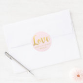 Chic Faux Gold Foil & Blush Pink Weddenschap Ronde Sticker (Envelop)