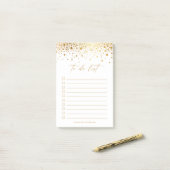 Chic Faux Gold Foil Confetti Stippen gepersonalise Post-it® Notes (Op bureau)