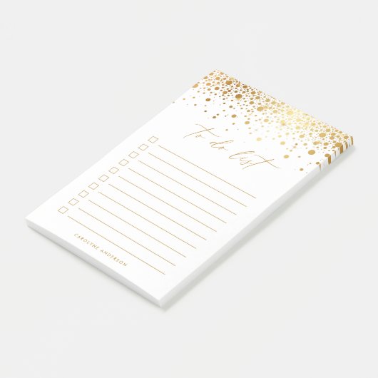 Chic Faux Gold Foil Confetti Stippen gepersonalise Post-it® Notes (Schuin)