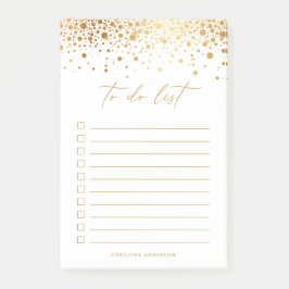 Chic Faux Gold Foil Confetti Stippen gepersonalise Post-it® Notes