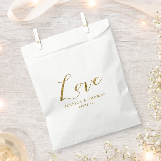 Chic Faux Gold Foil Custom Wedding Love Sjabloon Bedankzakje (Geknipt)