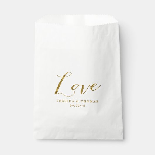 Chic Faux Gold Foil Custom Wedding Love Sjabloon Bedankzakje (Voorkant)