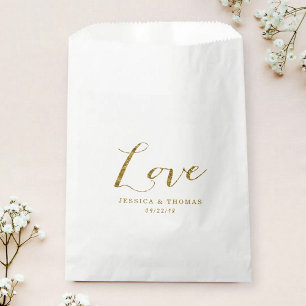 Chic Faux Gold Foil Custom Wedding Love Sjabloon Bedankzakje