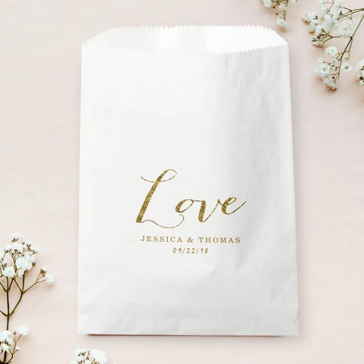 Chic Faux Gold Foil Custom Wedding Love Sjabloon Bedankzakje