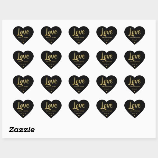 Chic Faux Gold Foil Custom Wedding Love Sjabloon Hart Sticker (Vel)