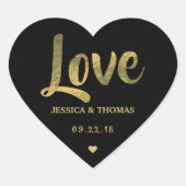 Chic Faux Gold Foil Custom Wedding Love Sjabloon Hart Sticker (Voorkant)