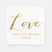 Chic Faux Gold Foil Custom Wedding Love Sjabloon Servet (Voorkant)