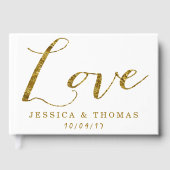 Chic Faux Gold Foil Love Custom WeddenLove Gastenboek (Voorkant)