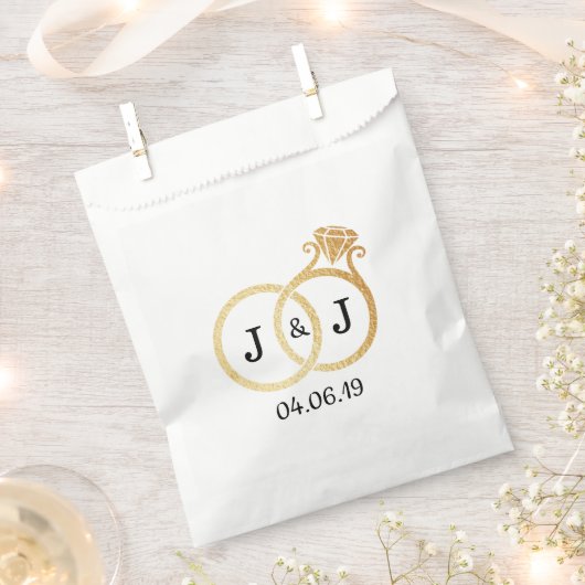 Chic Faux Gold Foil Monogram Weddenschappen Bedankzakje (Geknipt)