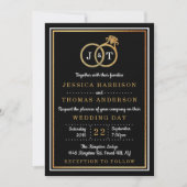 Chic Faux Gold Foil Monogram Weddenschappen Kaart (Voorkant)
