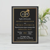Chic Faux Gold Foil Monogram Weddenschappen Kaart (Staand voorkant)