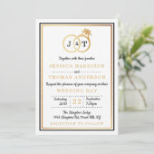 Chic Faux Gold Foil Monogram Weddenschappen Kaart (Staand voorkant)