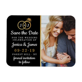 Chic Faux Gold Foil Monogram Weddenschappen Magneet