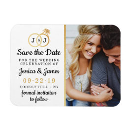 Chic Faux Gold Foil Monogram Weddenschappen Magneet
