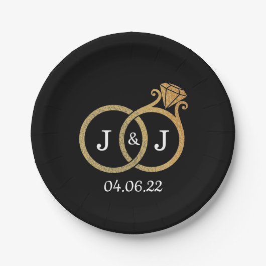 Chic Faux Gold Foil Monogram Weddenschappen Papieren Bordje (Voorkant)