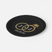 Chic Faux Gold Foil Monogram Weddenschappen Papieren Bordje (Gekanteld)