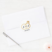 Chic Faux Gold Foil Monogram Weddenschappen Ronde Sticker (Envelop)