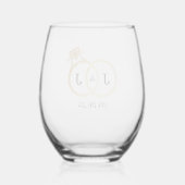 Chic Faux Gold Foil Monogram Weddenschappen Wijnglas Zonder Voet (Achterkant)