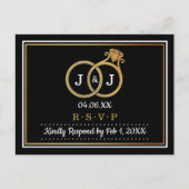 Chic Faux Gold Foil Monogram Wedding RSVP Uitnodiging Briefkaart (Voorkant)