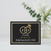 Chic Faux Gold Foil Monogram Wedding RSVP Uitnodiging Briefkaart (Staand voorkant)