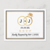 Chic Faux Gold Foil Monogram Wedding RSVP Uitnodiging Briefkaart (Voorkant)