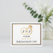 Chic Faux Gold Foil Monogram Wedding RSVP Uitnodiging Briefkaart (Staand voorkant)