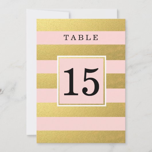CHIC FAUX GOLD FOIL Roze TABEL NUMMER KAARTEN (Voorkant)