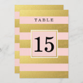CHIC FAUX GOLD FOIL Roze TABEL NUMMER KAARTEN (Voorkant / Achterkant)