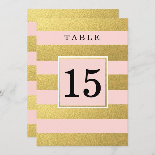 CHIC FAUX GOLD FOIL Roze TABEL NUMMER KAARTEN (Voorkant / Achterkant)