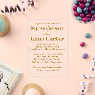 Chic Faux Gold Foil Script Wedding Acryl Uitnodigi Uitnodigingen