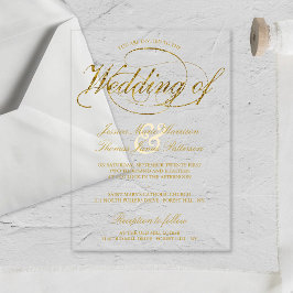 Chic Faux Gold Foil Script Wedding Acryl Uitnodigingen