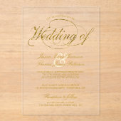 Chic Faux Gold Foil Script Wedding Acryl Uitnodigingen (Voorkant)