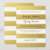 CHIC FAUX GOLD FOIL STRIPES WEDDING INVITATION KAART (Voorkant / Achterkant)