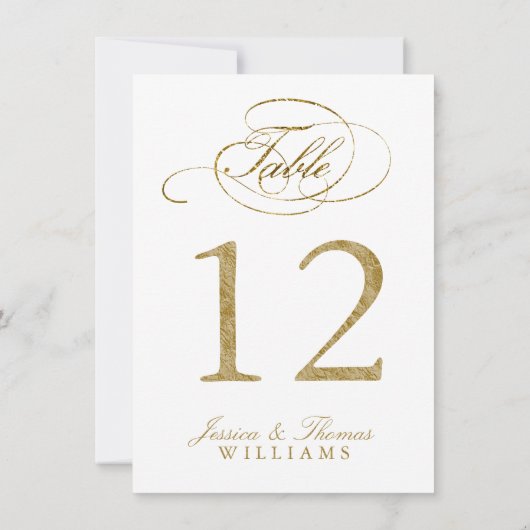 Chic Faux Gold Foil Weddentable Number Kaarten (Achterkant)