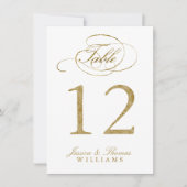 Chic Faux Gold Foil Weddentable Number Kaarten (Voorkant)